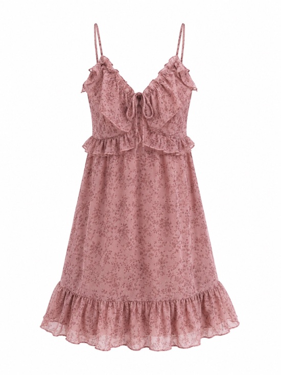 Thirty Thirty Other - Thirty Thirty Allison Kelly Floral Ruffle Mini Dress Pink
